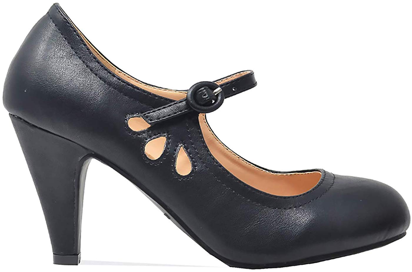 Price:$32.95   | Chase & Chloe Kimmy-21 Women's Round Toe Pierced Mid Heel Mary Jane Style Dress Pumps (5.5 B(M) US, Black) | Pumps