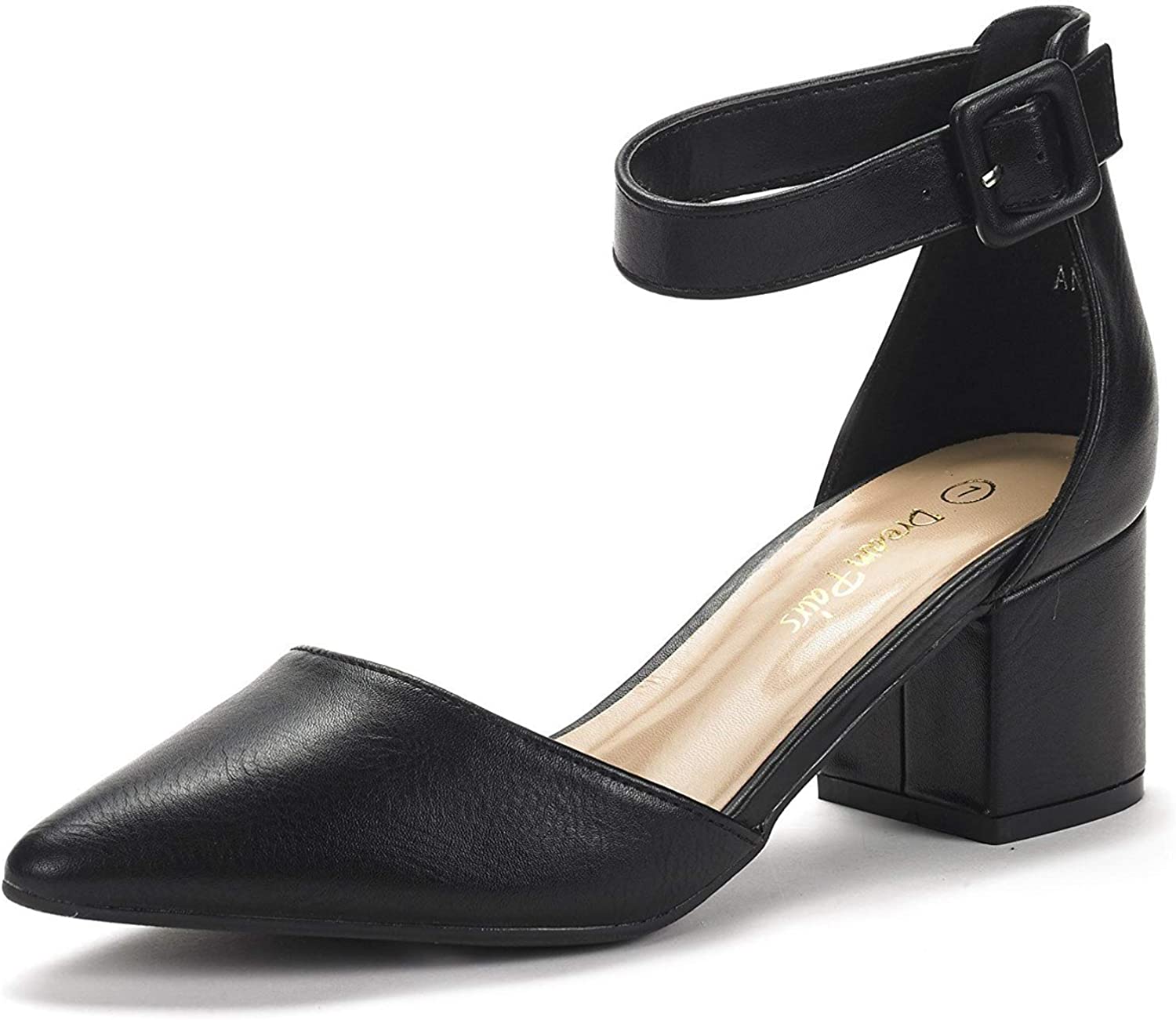 Price:$36.99   | DREAM PAIRS Women's Annee Black Pu Low Heel Pump Shoes - 5 M US | Pumps