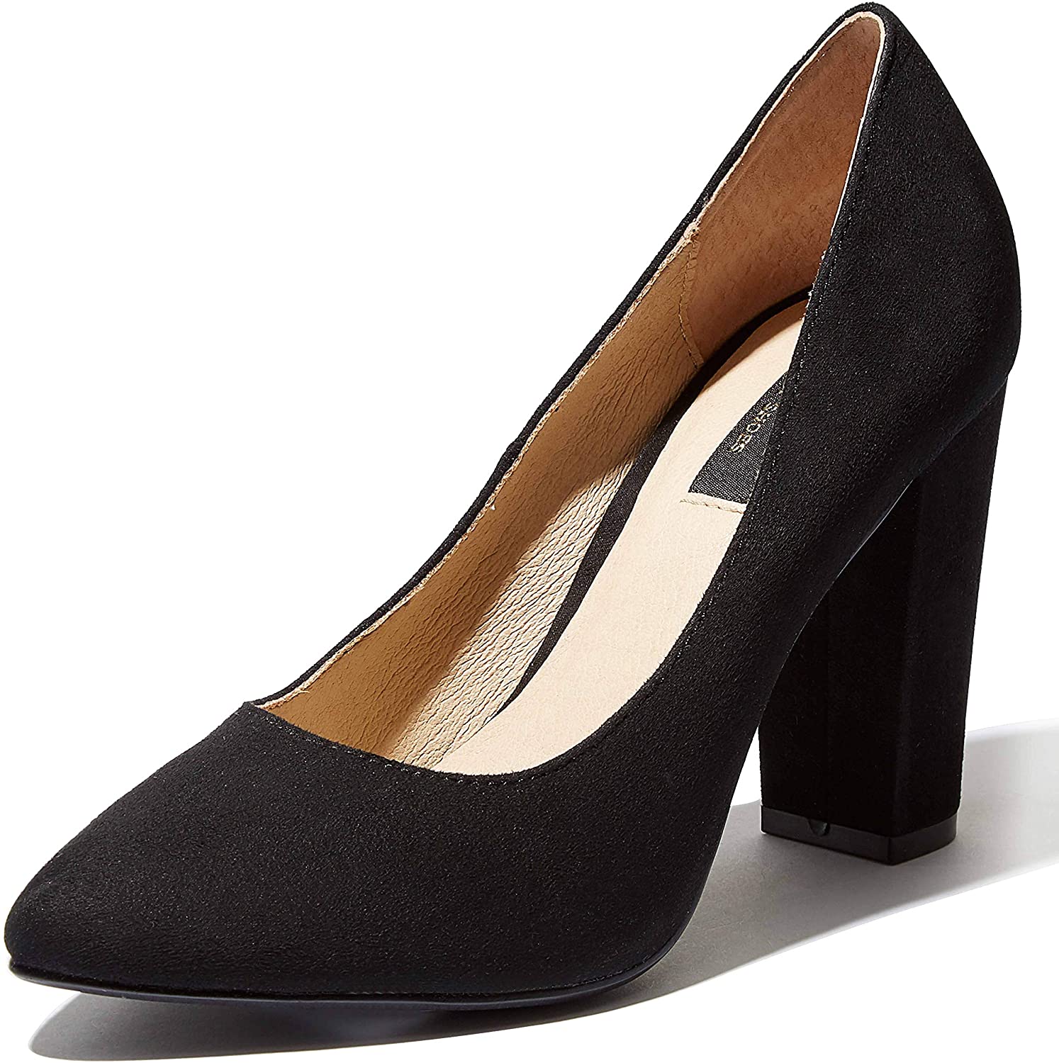Price:$29.99   | DailyShoes Comfortable Cushion Heels Women's Memory Foam Cushion High Heel Pump Chunky Work Party Dress Shoes Classics Fashion Casual Toe Summer Pointed Block Black, sv, 5 | Pumps