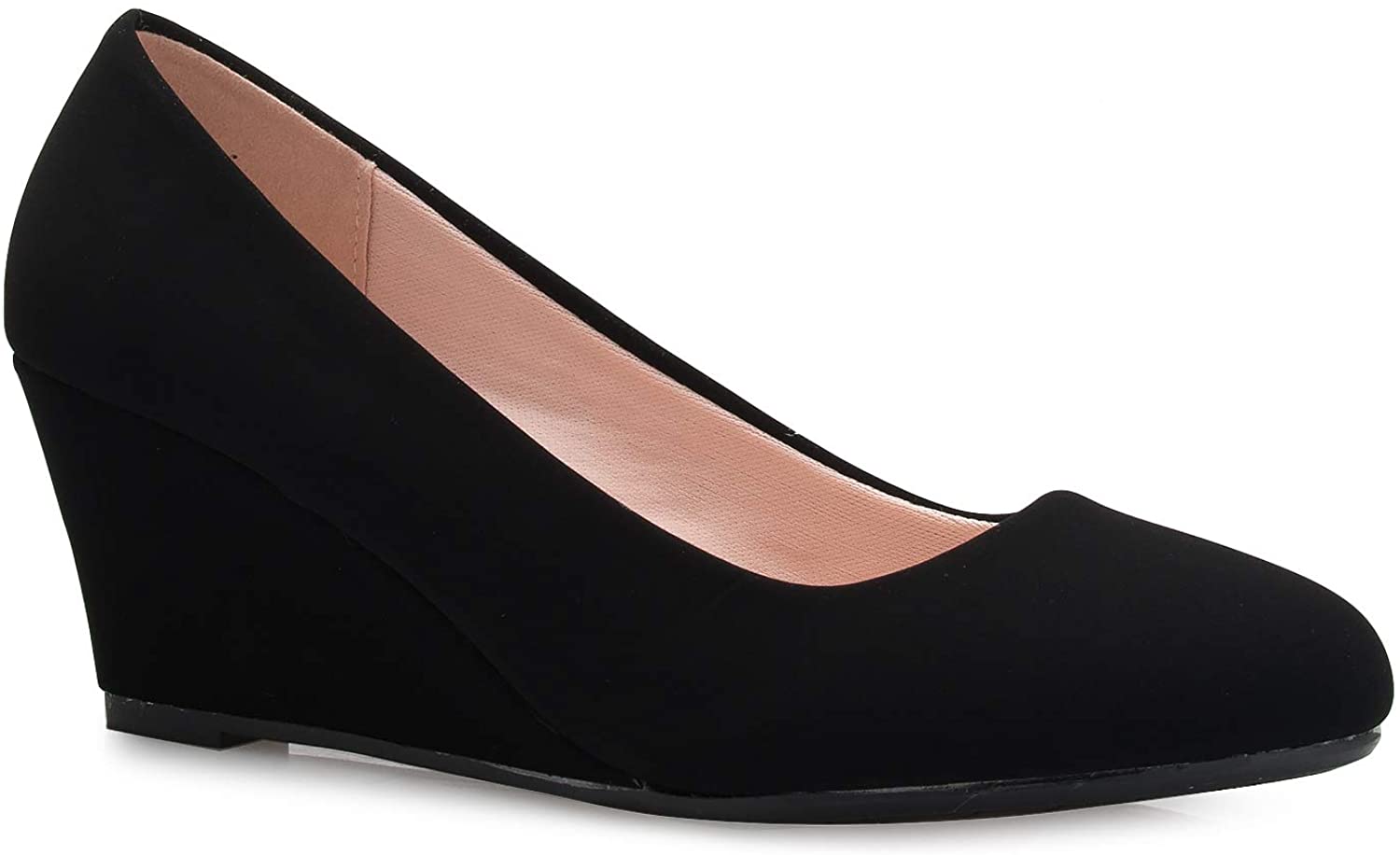 Price:$24.99   | Olivia K Women's Adorable Low Wedge Heel Shoe - Easy Low Pumps - Basic Slip On, Comfort | Pumps