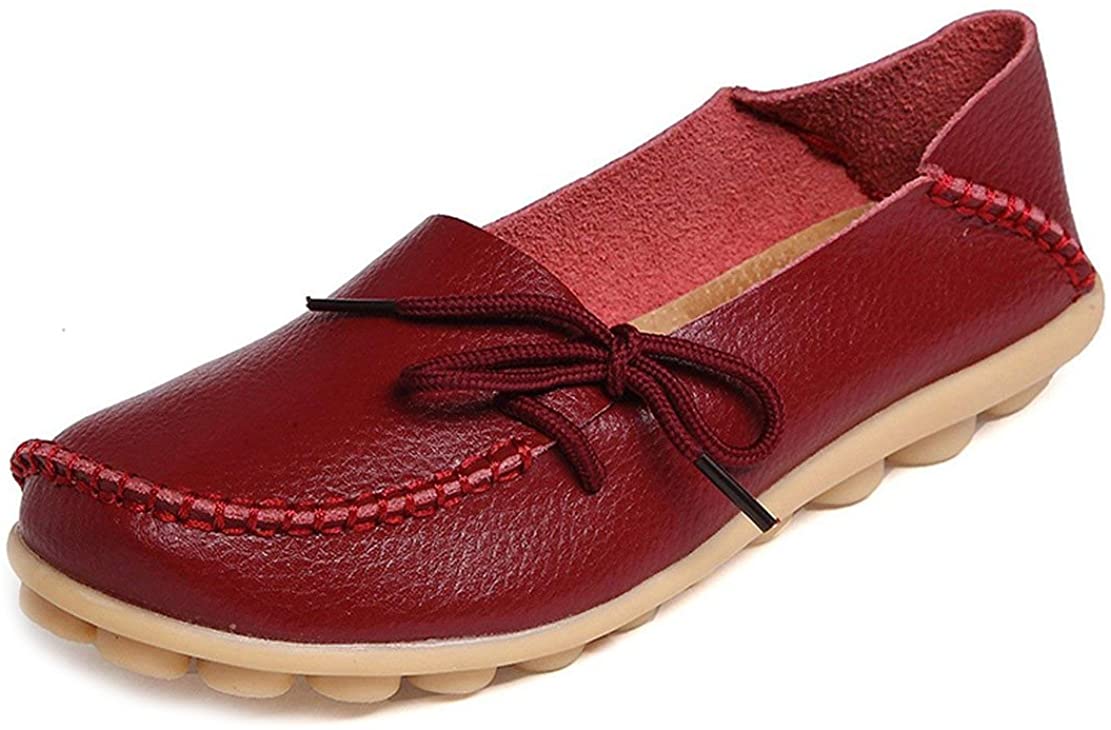 Price:$8.99   | WYSBAOSHU Women's Leather Loafers Flats Slip On Moccasins Casual Driving Shoes | Loafers & Slip-Ons