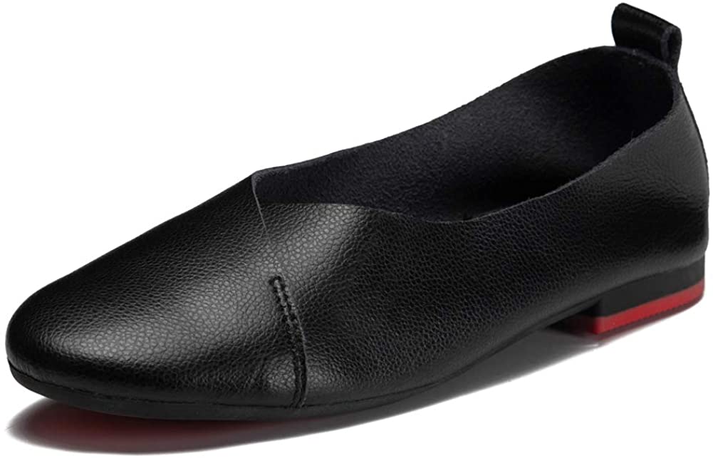 Price:$9.99   | Ruiatoo Women's Slip On Flats Shoes Genuine Leather Comfort Glove Shoes Ballet Flat | Flats