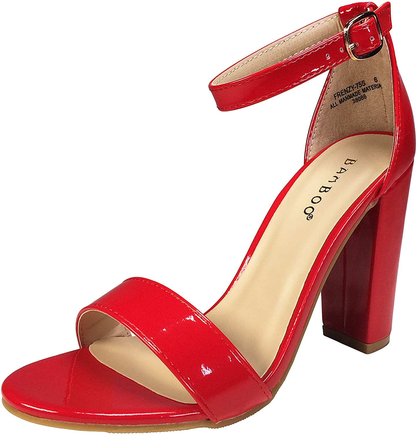 Price:$14.00   | BAMBOO Women's Single Band Chunky Heel Sandal with Ankle Strap | Shoes