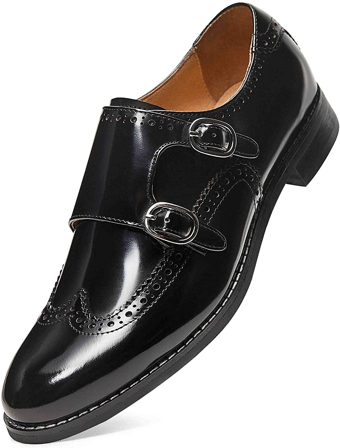 Price:$78.95   | Women's Oxfords Loafers Leather Perforated Brogue Wingtip Derby Formal Dress Shoes for Girls Ladies 8US Black | Oxfords