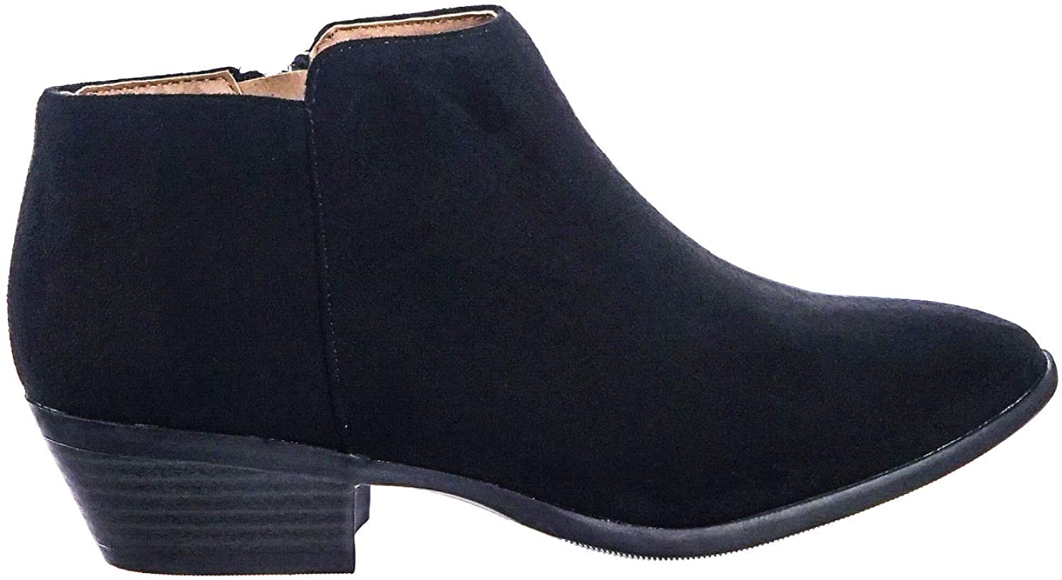 Price:$14.95   | SODA Women's Round Toe Faux Suede Stacked Heel Western Ankle Bootie, Clay, 85. | Ankle & Bootie