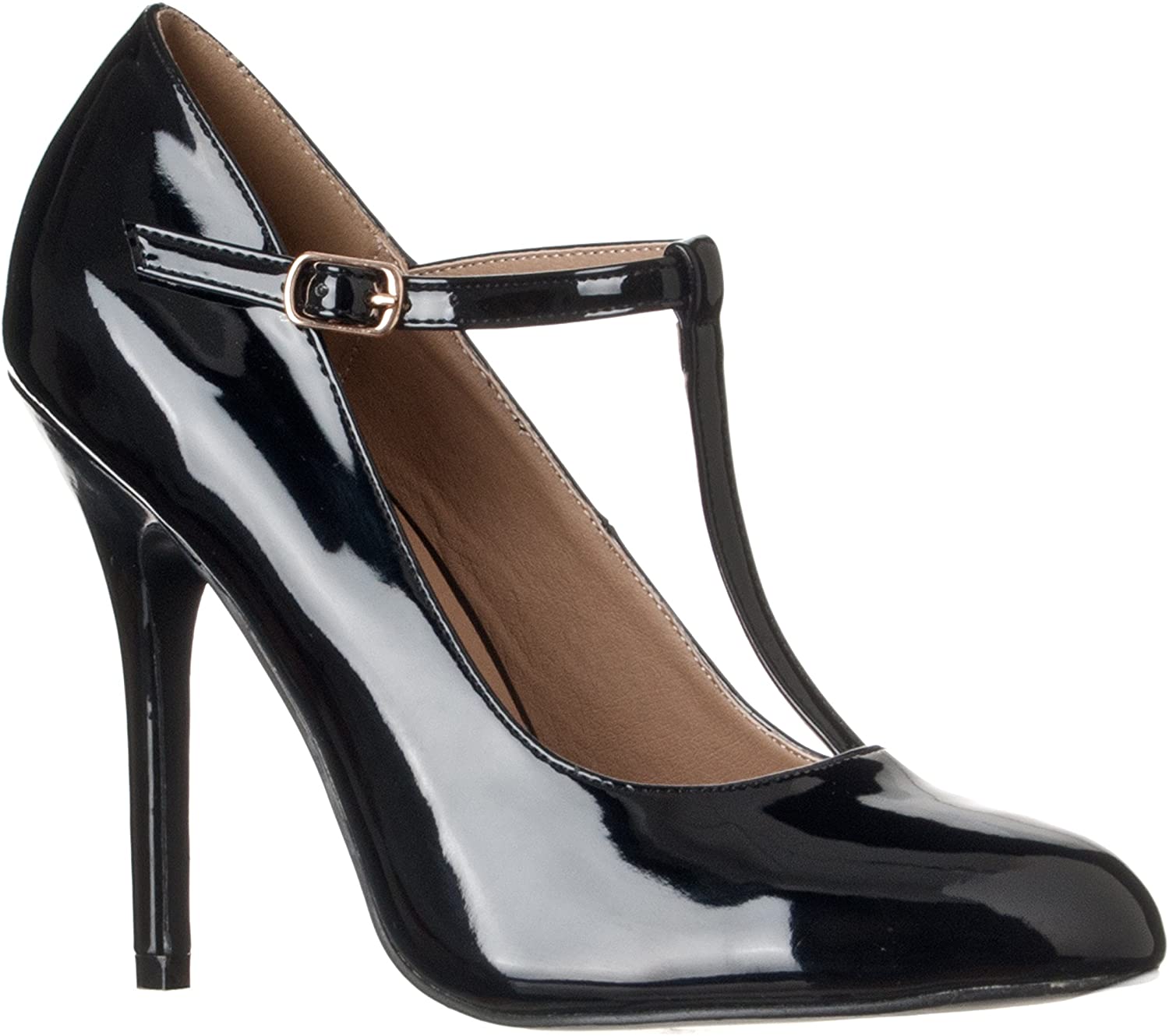 Price:$34.99   | Riverberry Women's Sadie Round Toe T-Strap High Heel Pumps | Pumps