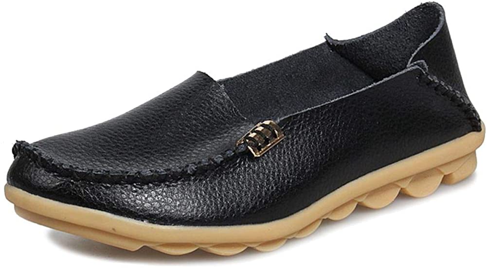 Price:$12.95   | Fangsto Womens Cowhide Casual Slipper Loafers Moccasin Driving Shoes Flat Slip-Ons | Loafers & Slip-Ons