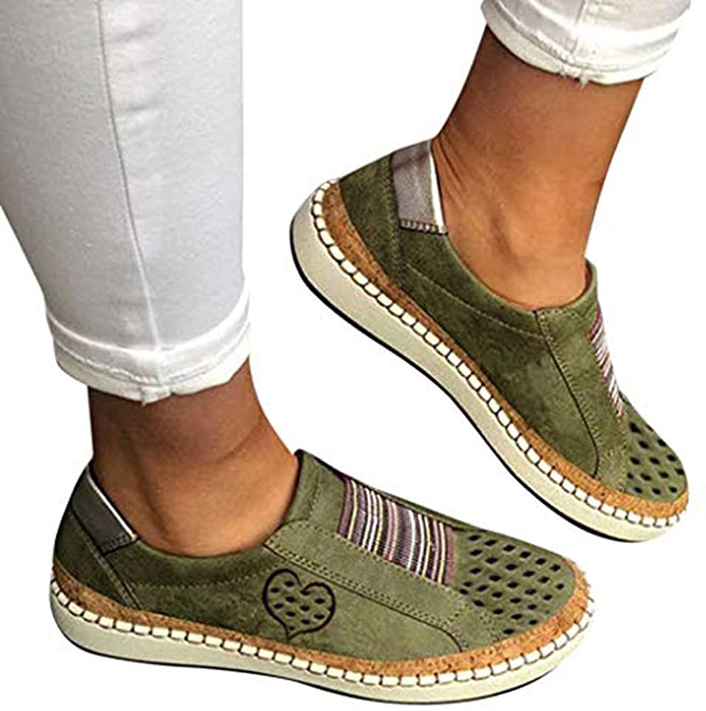 Price:$4.42 TnaIolral Women Casual Hollow-Out Shoes Round Toe Slip On Flat with Sneakers at Amazon Women’s Clothing store