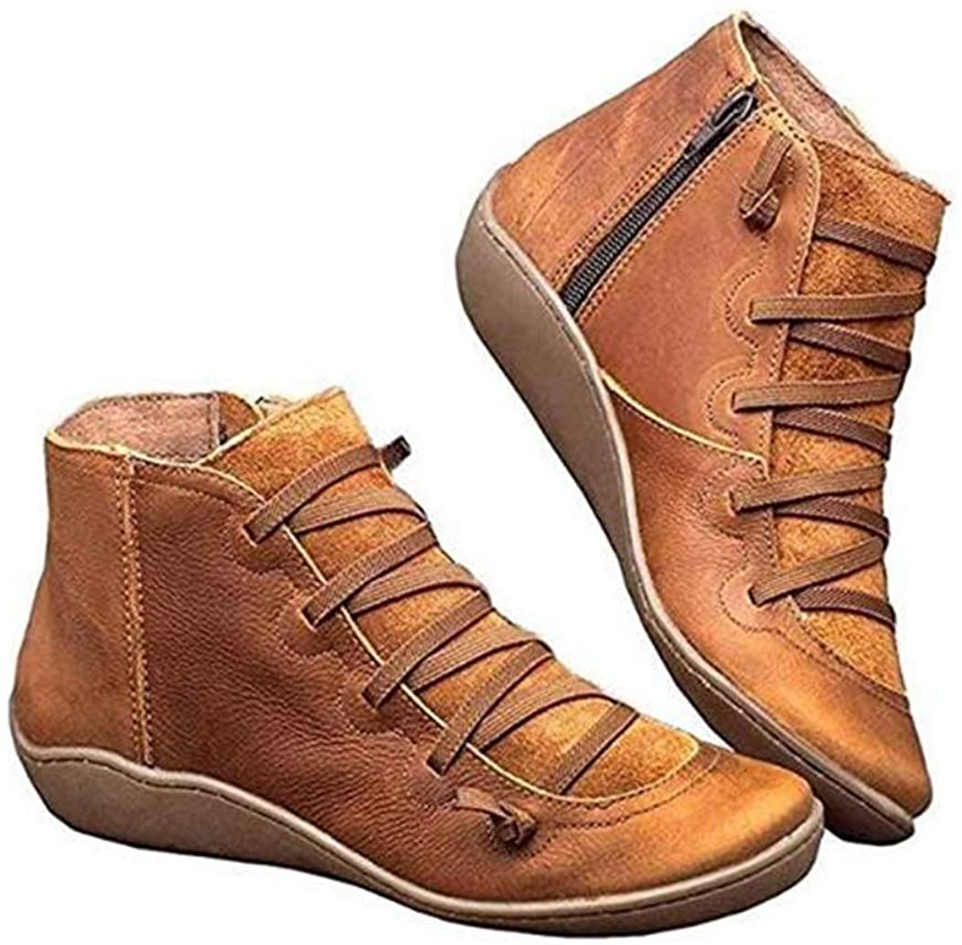 Price:$0.01   | Meikosks 2019 New Women's Arch Support Boots with Side Zipper PU Leather Comfortable Damping Shoes | Ankle & Bootie