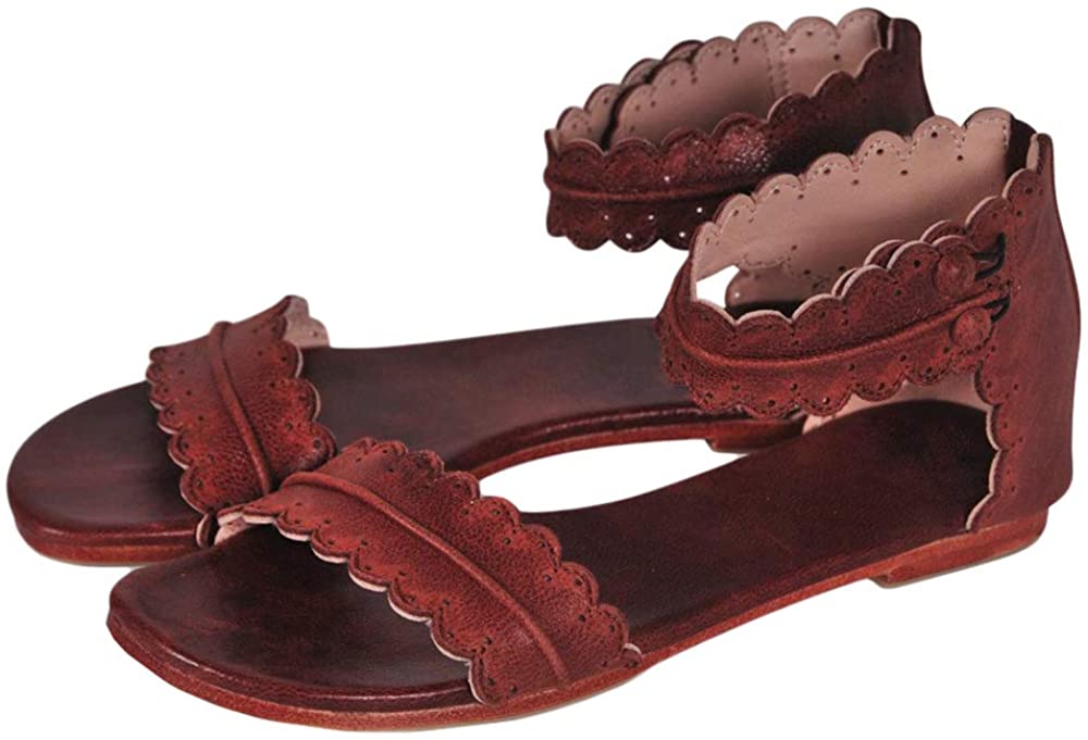 Price:$15.99   | LAICIGO Women’s Gladiator Sandals Braided Open Toe Back Zipper Strappy Summer Flats with Buckle | Flats