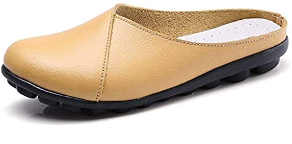 Price:$13.55   | Minetom Womens Mules Shoes Leather Loafers Flats Walking Casual Slippers Slip-on Soft Comfort Bottom Beach Flats Mom Nurse Driving Shoes | Loafers & Slip-Ons