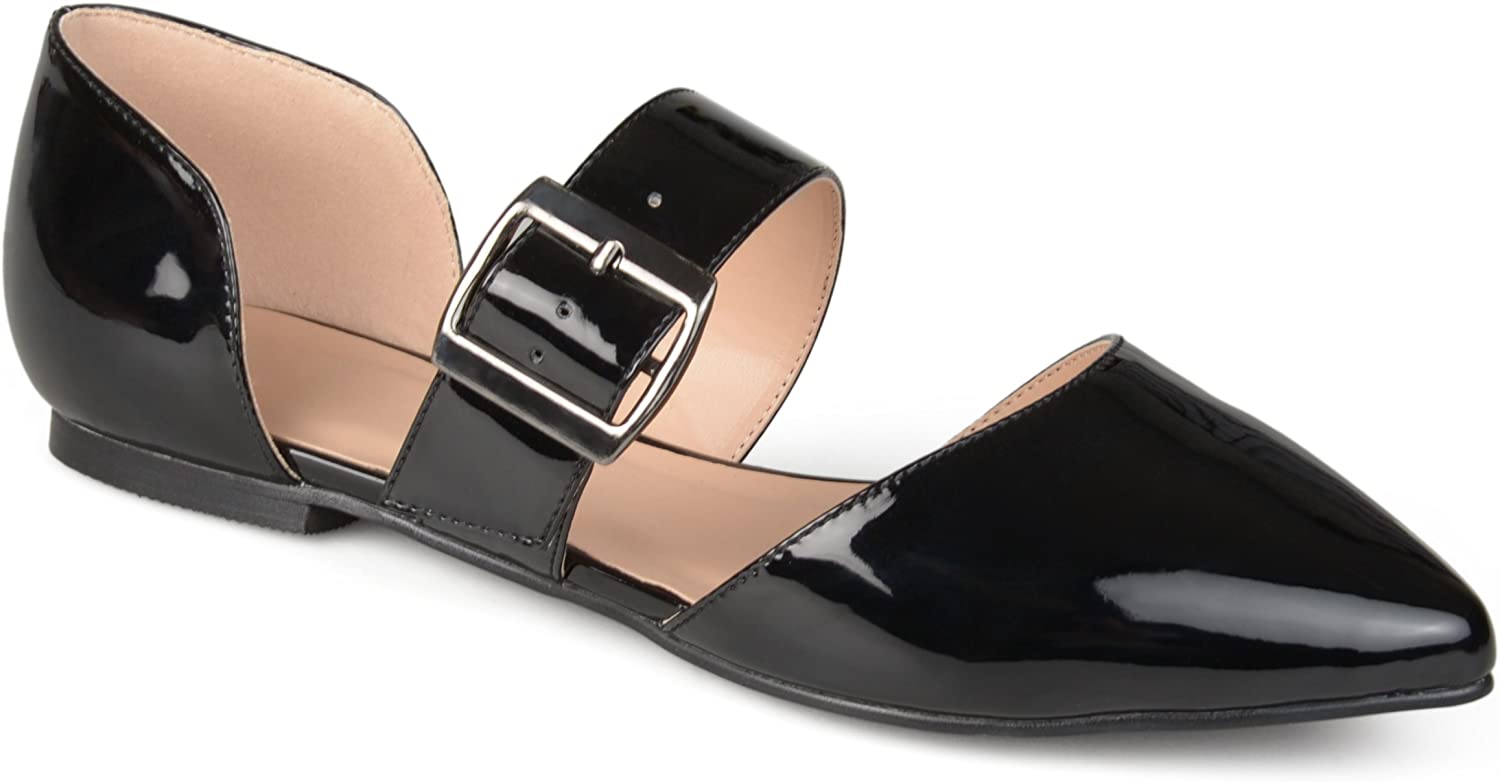 Price:$19.99   | Journee Collection Womens Faux Leather Buckle Flats | Flats