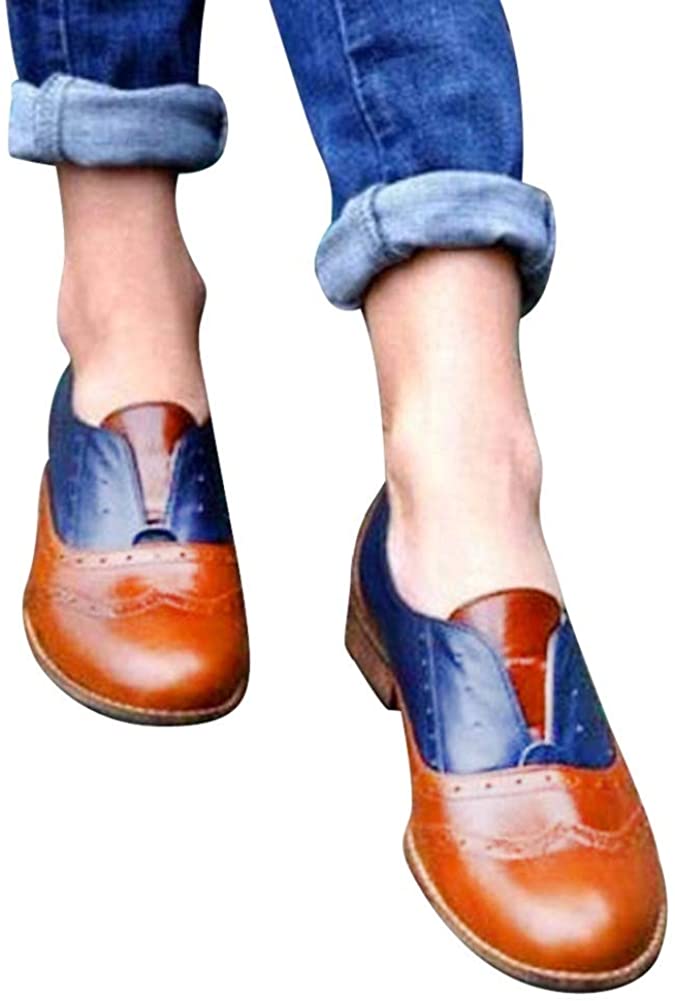 Price:$12.79    Women's Oxfords Wingtip Brogue Faux Leather Dress Formal Wedding Office Shoes Elegant by Lowprofile  Clothing