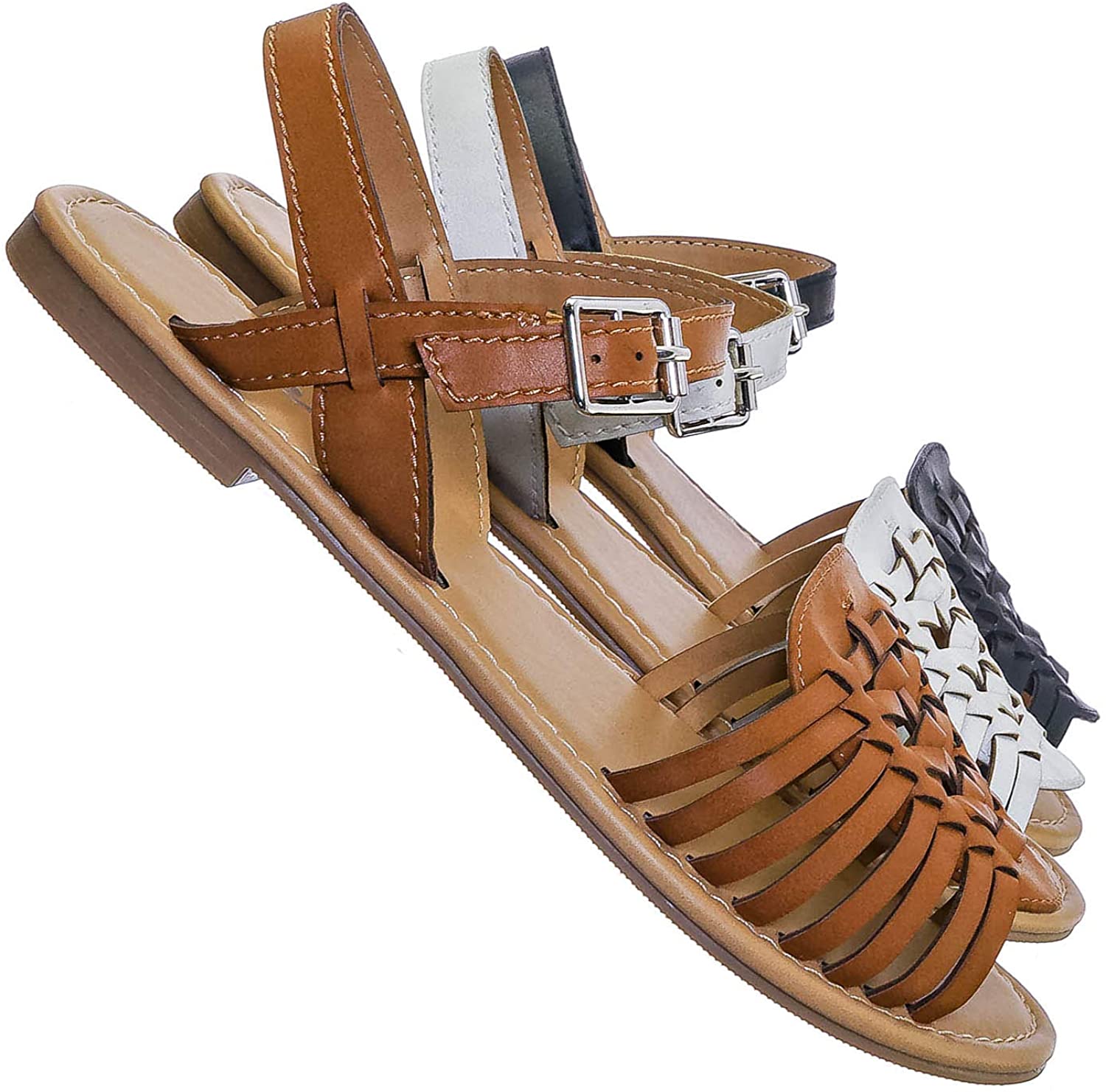 Price:$16.11   | Woven Fisherman Huarache Flat Sandal - Festive Cinco De Mayo Shoes | Sandals
