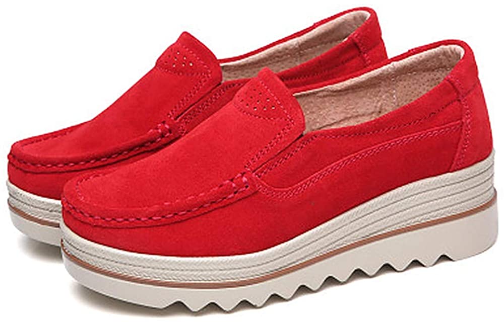Price:$20.99   | YING LAN Women Platform Slip On Loafers Comfort Suede Moccasins Wide Low Top Wedge Shoes | Shoes