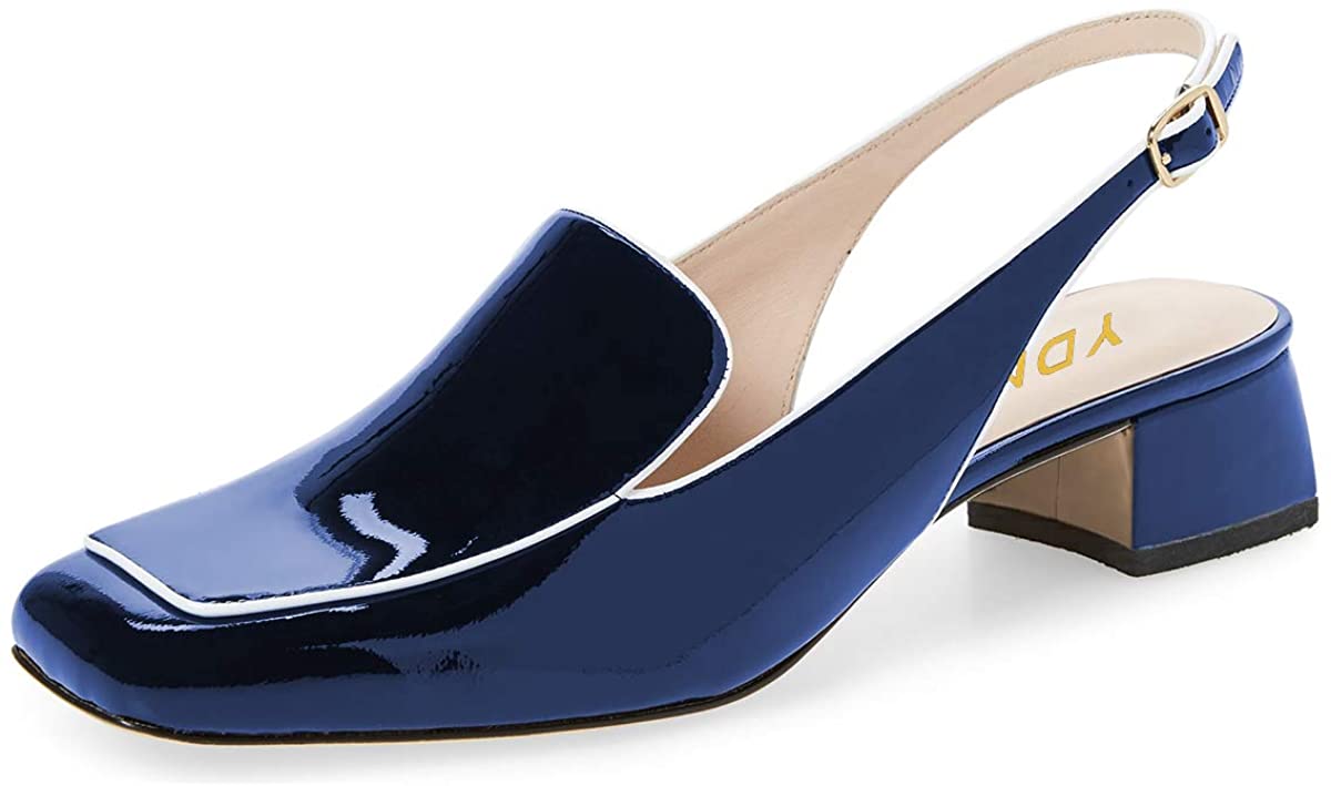Price:$72.98   | YDN Women Closed Square Toe Block Low Heels Slingback Formal Loafer Shoes Office Lady Pumps | Pumps