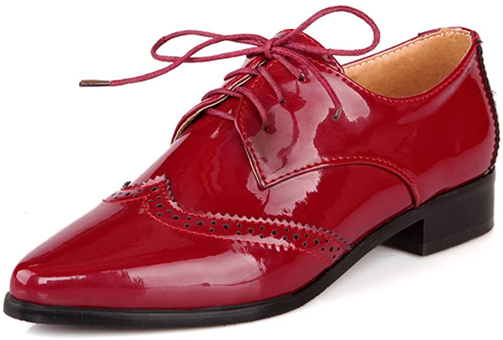 Price:$22.66   | SaraIris Women Chunky Mid Heel Lace up Brogue Shoes Casual Oxford Shoes | Oxfords