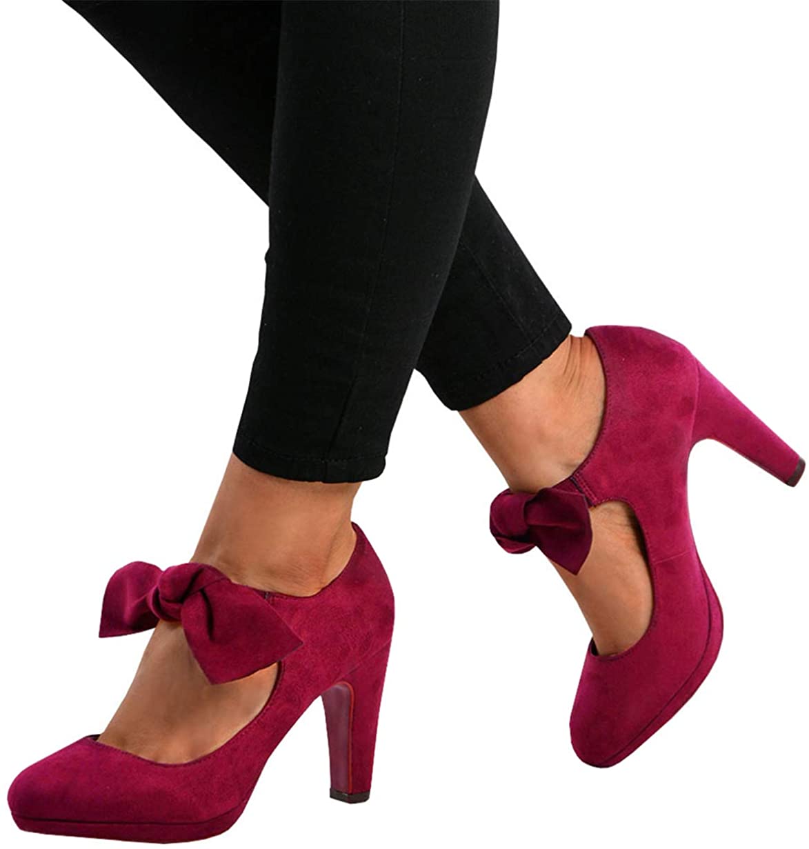 Price:$16.88   | Womens Mary Jane Block Pumps Ankle Strap High Heel Closed Toe Office Work Shoes | Pumps