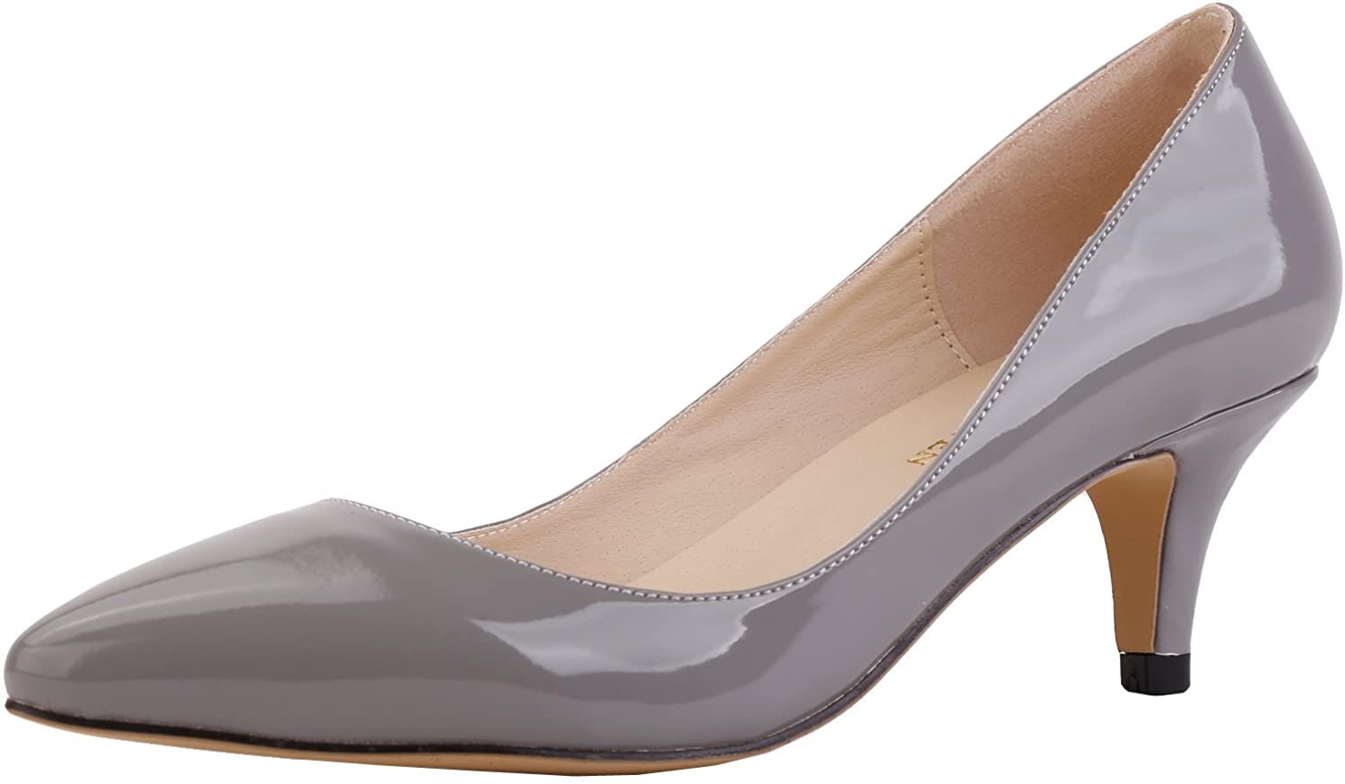 Price:$18.80   | SAMSAY Women's Slender Kitten Mid Heels Pointed Toe Dress Pumps Office Bridal Wedding Party Court Shoes | Pumps