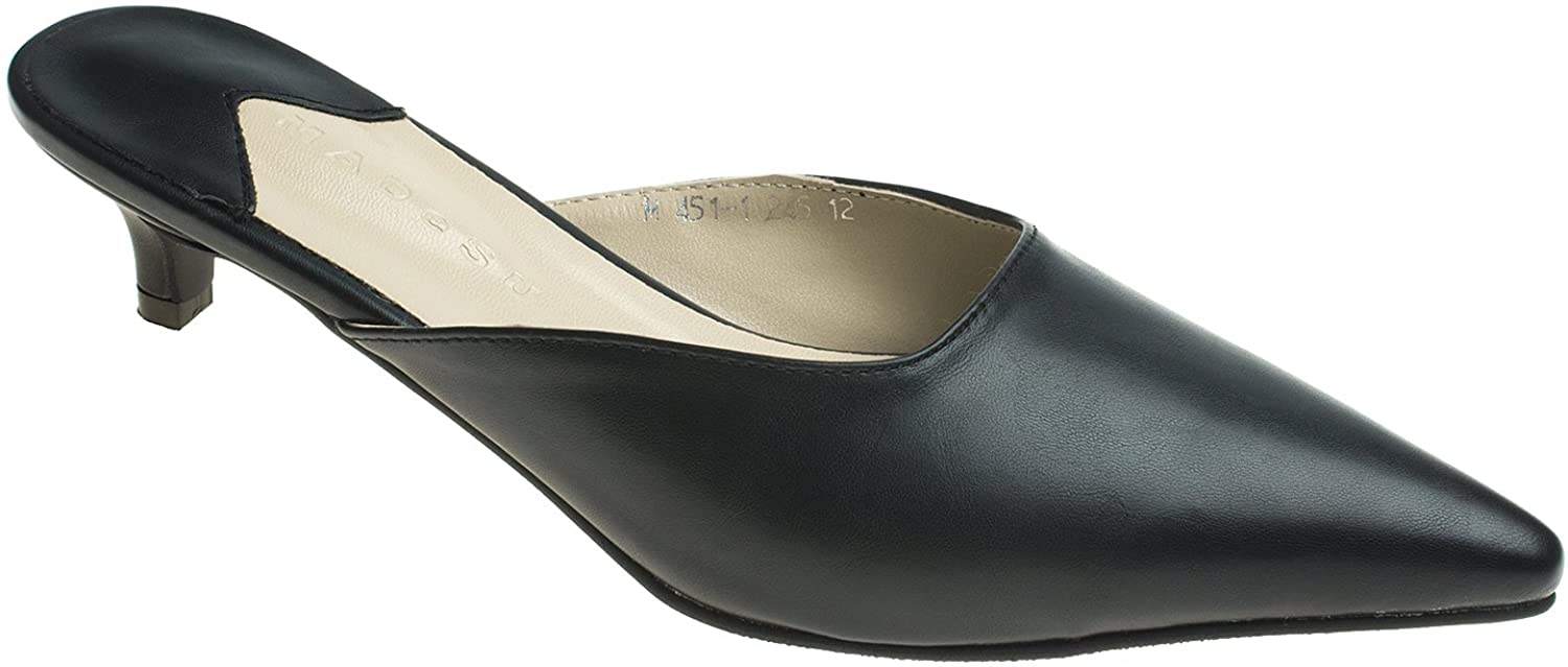 Price:$39.90   | AnnaKastle Womens Pointy Toe Low Kitten Heel Mule Slide Chic Dress Sandal Shoes | Mules & Clogs