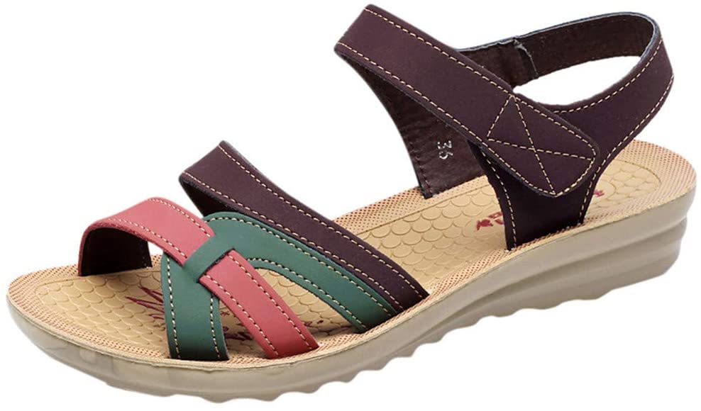 Price:$0.01    Midress Summer Women's Leather Casual Sandals Comfort Big Size Soft Sole Open Toe Flats Shoes  Toys & Games