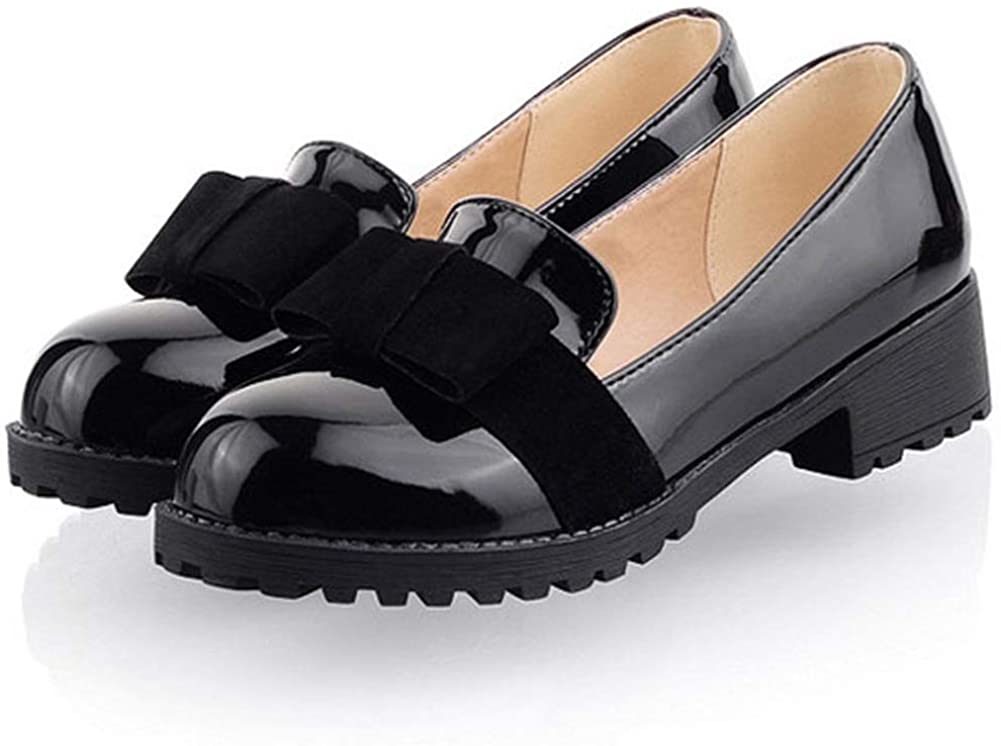 Price:$12.99   | DoraTasia Women's Slip On Patent Leather Bowtie Loafers College Style Girls Casual Mocassin Shoes | Loafers & Slip-Ons