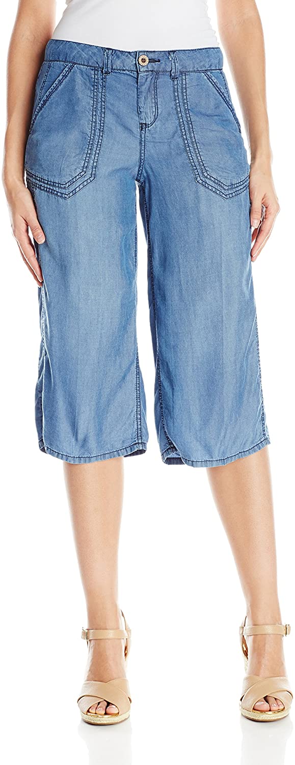 Price:$39.99 Democracy Women's Indigo Tencel Culotte W/self Belt & Roll Tab Detail at Amazon Women’s Clothing store