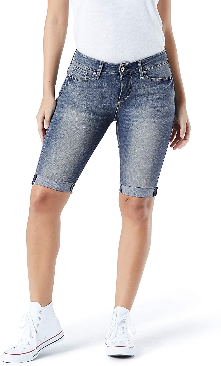 Price:$26.99 Signature by Levi Strauss & Co. Gold Label Signature by Levi Strauss & Co. Womens Modern Mid Rise Skinny Short Mirage 3 14 at Amazon Women’s Clothing store