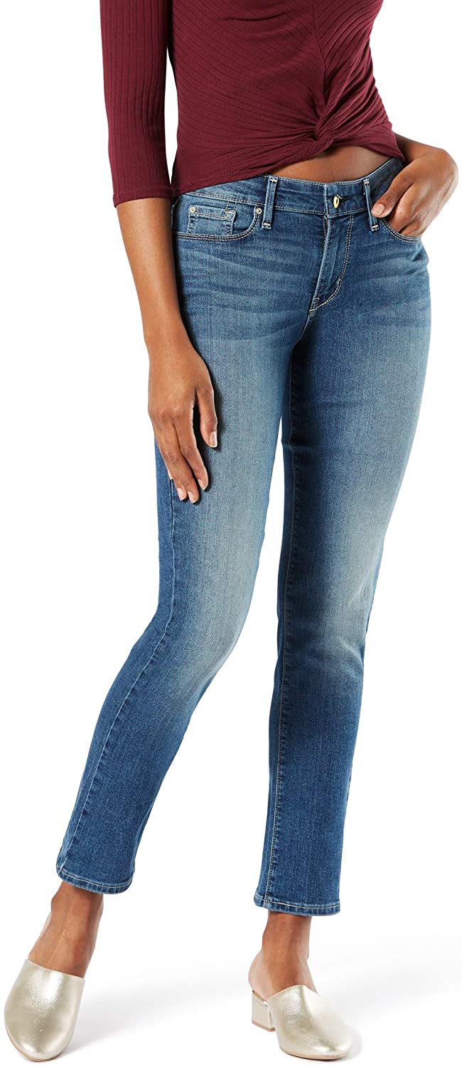 Price:$36.99 Signature by Levi Strauss & Co. Women's Modern Slim Premium Super Stretch Denim Jeans (Shangri La Medium Wash) (2M (W26 x L32)) at Amazon Women's Jeans store
