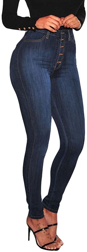 Price:$5.63    VEZAD High Waisted Skinny Denim Jeans Women Stretch Slim Pants Calf Jeans  Clothing