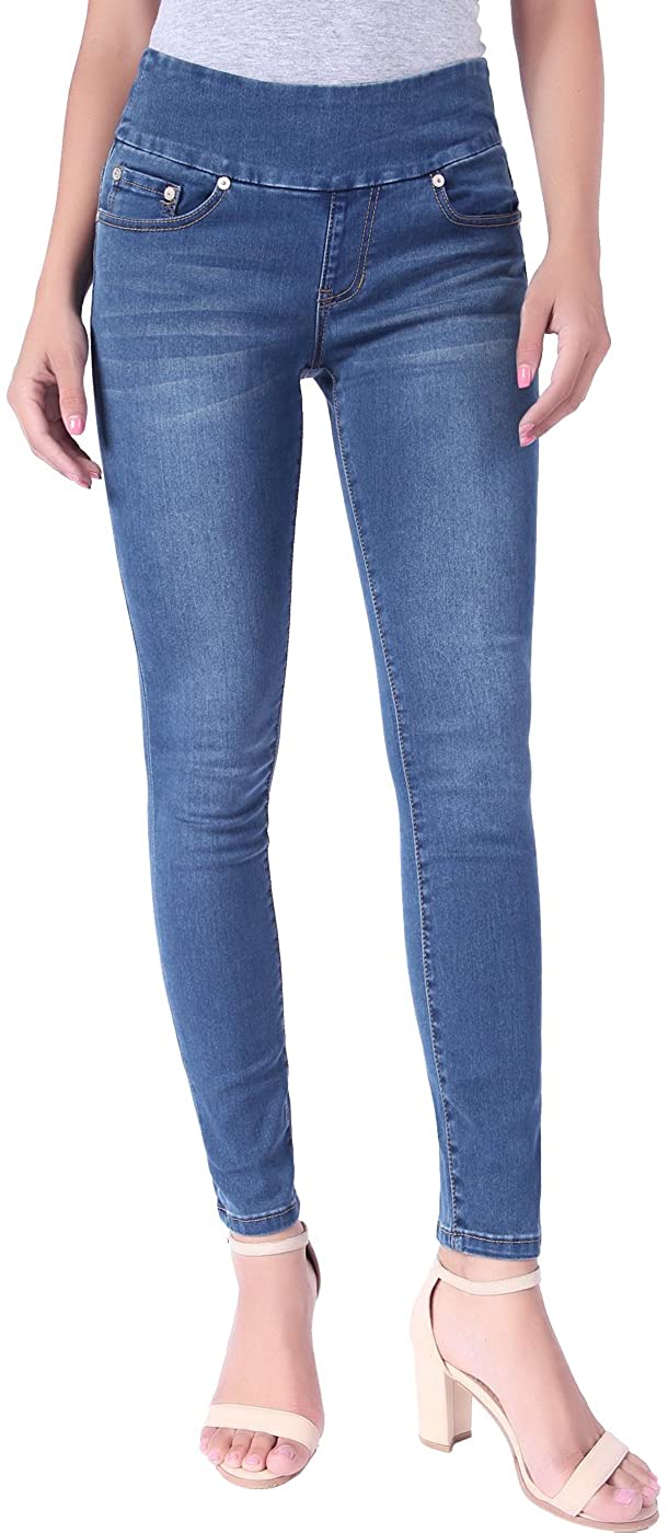 Price:$4.59 BodiLove Women's Stretchy Comfy Shaping Pull On Skinny Denim Jeans Back to School Junior Clothing Apparel Denim Medium 2 at Amazon Women's Jeans store