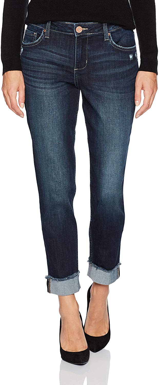 Price:$29.49 Riders by Lee Indigo Women's Fringe Cuff Boyfriend Jean, Dark wash, 6 at Amazon Women's Jeans store