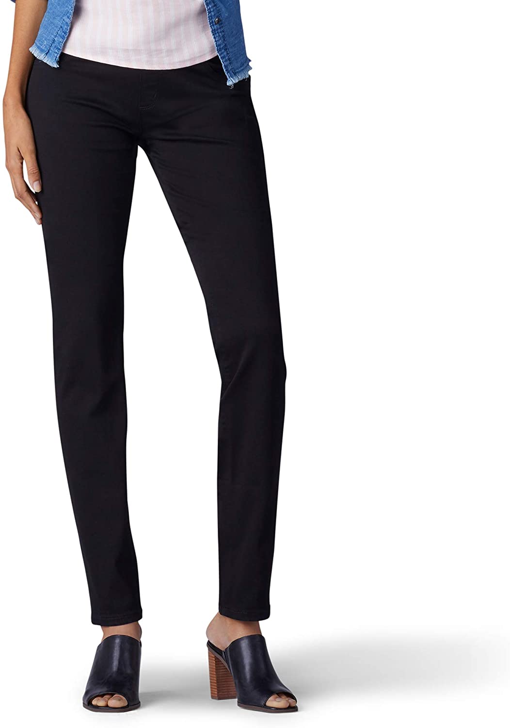 Price:$29.90 LEE Women's Sculpting Fit Slim Leg Pull On Jean, Black, 4 Short at Amazon Women's Jeans store