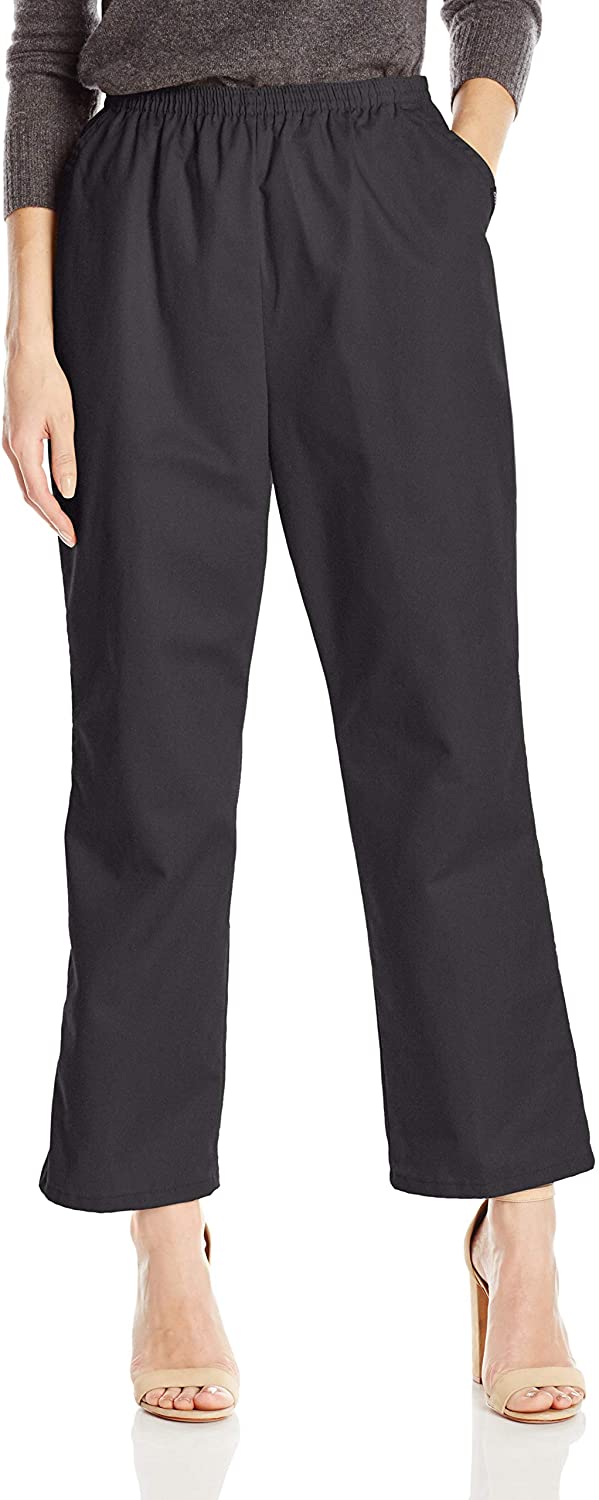 Price:$15.99 Chic Classic Collection Women's Petite Cotton Pull-On Pant with Elastic Waist, Black Twill, 6P at Amazon Women’s Clothing store