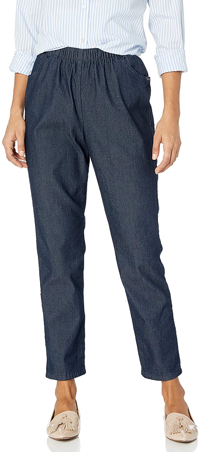 Price:$20.27 Chic Classic Collection Women's Stretch Elastic Waist Pull-On Pant, Dark Shade Denim, 8P at Amazon Women’s Clothing store