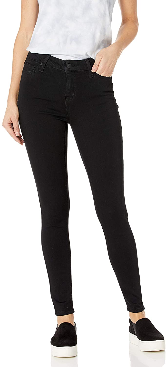 Price:$19.99 Celebrity Pink Jeans Women's Infinite Stretch Mid Rise Skinny Jean, Black Rinse, 0 at Amazon Women's Jeans store