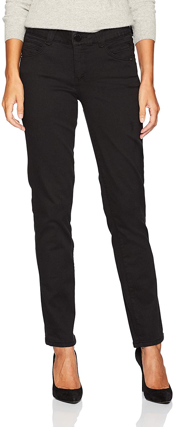 Price:$48.99 Democracy Women's Ab Solution Straight Leg Jean, Black, 2 at Amazon Women's Jeans store