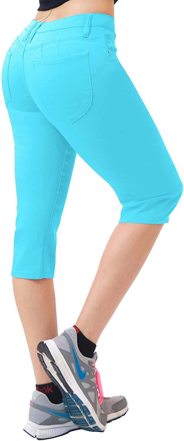 Price:$20.89 Hybrid & Co. Women's Butt Lift Super Comfy Stretch Denim Capri Jeans Aqua 1 at Amazon Women's Jeans store