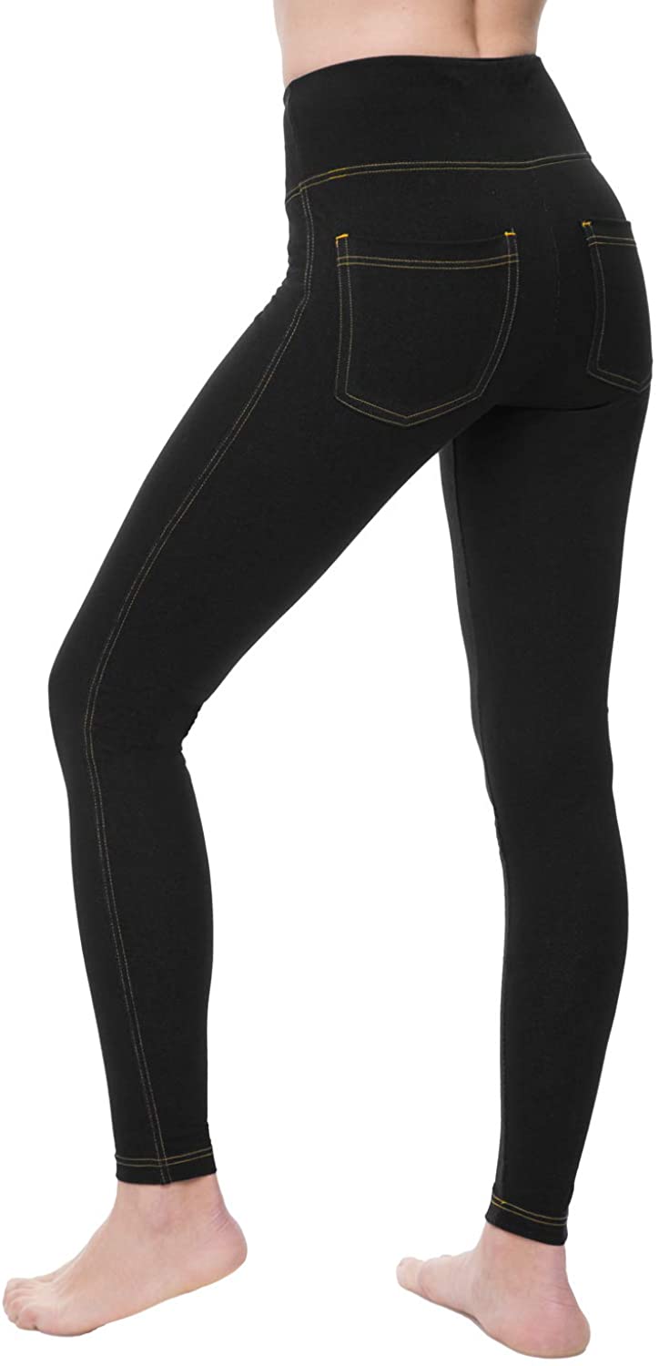 Price:$25.00 NIRLON Jeggings for Women High Waist Tummy Control Jean Leggings with Pockets Plus Size (S, Black Jeans) at Amazon Women's Jeans store