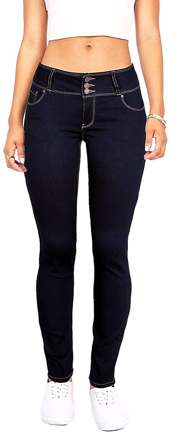 Price:$24.98 Wax Women's Juniors Body Flattering Mid Rise Skinny Jeans (0, Super Dark) at Amazon Women's Jeans store