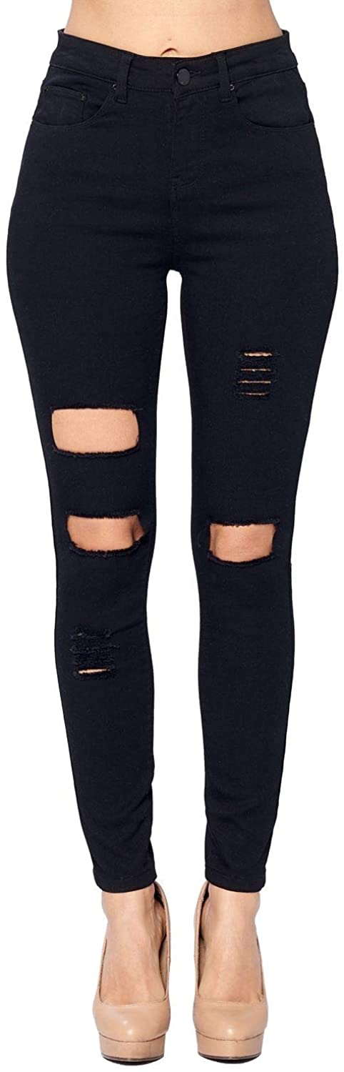Price:$27.95 Blue Age Women's Ripped and Destroyed High Rise Skinny Jeans Black (JP1097HA_BLK_1) at Amazon Women's Jeans store