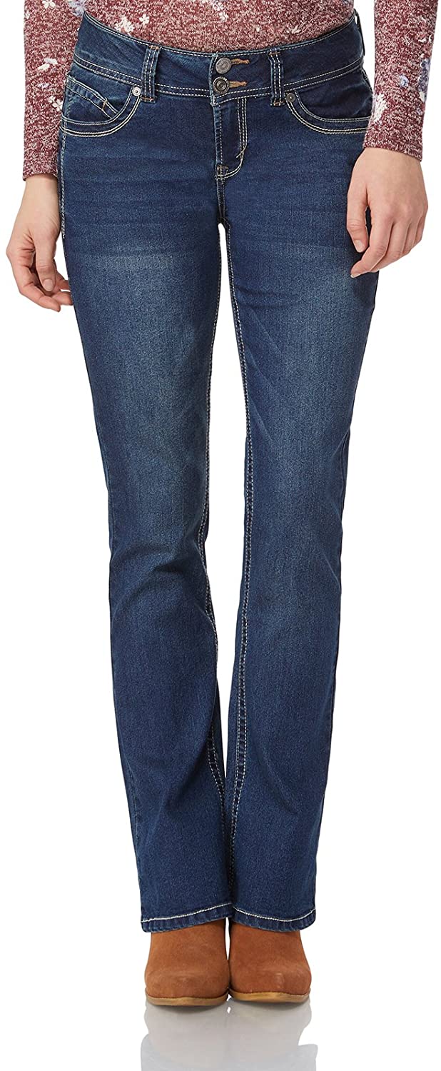 Price:$28.99    WallFlower Juniors Luscious Curvy Short Inseam Basic Bootcut Jeans in Katy Size 0 Short  Clothing