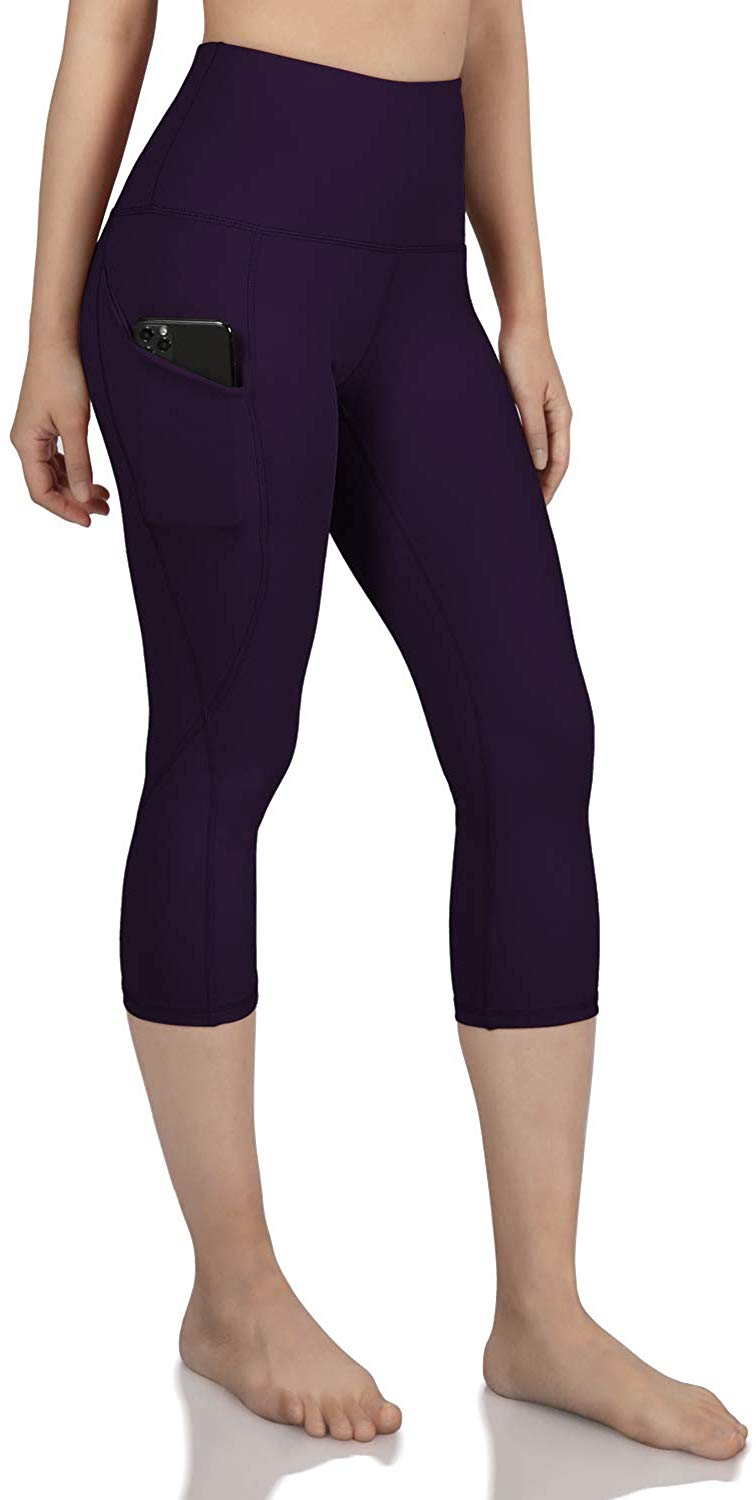 Price:$21.98    ODODOS Women's High Waist Yoga Capris with Pockets,Tummy Control,Workout Capris Running 4 Way Stretch Yoga Leggings with Pockets,DeepPurple,X-Small  Clothing
