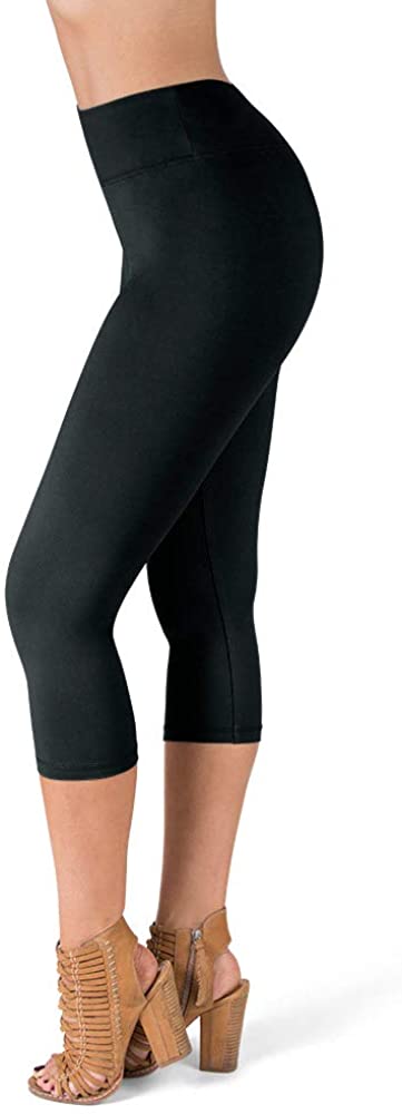 Price:$13.99 SATINA High Waisted Super Soft Capri Leggings - 20 Colors - Reg & Plus Size (One Size, Black) at Amazon Women’s Clothing store