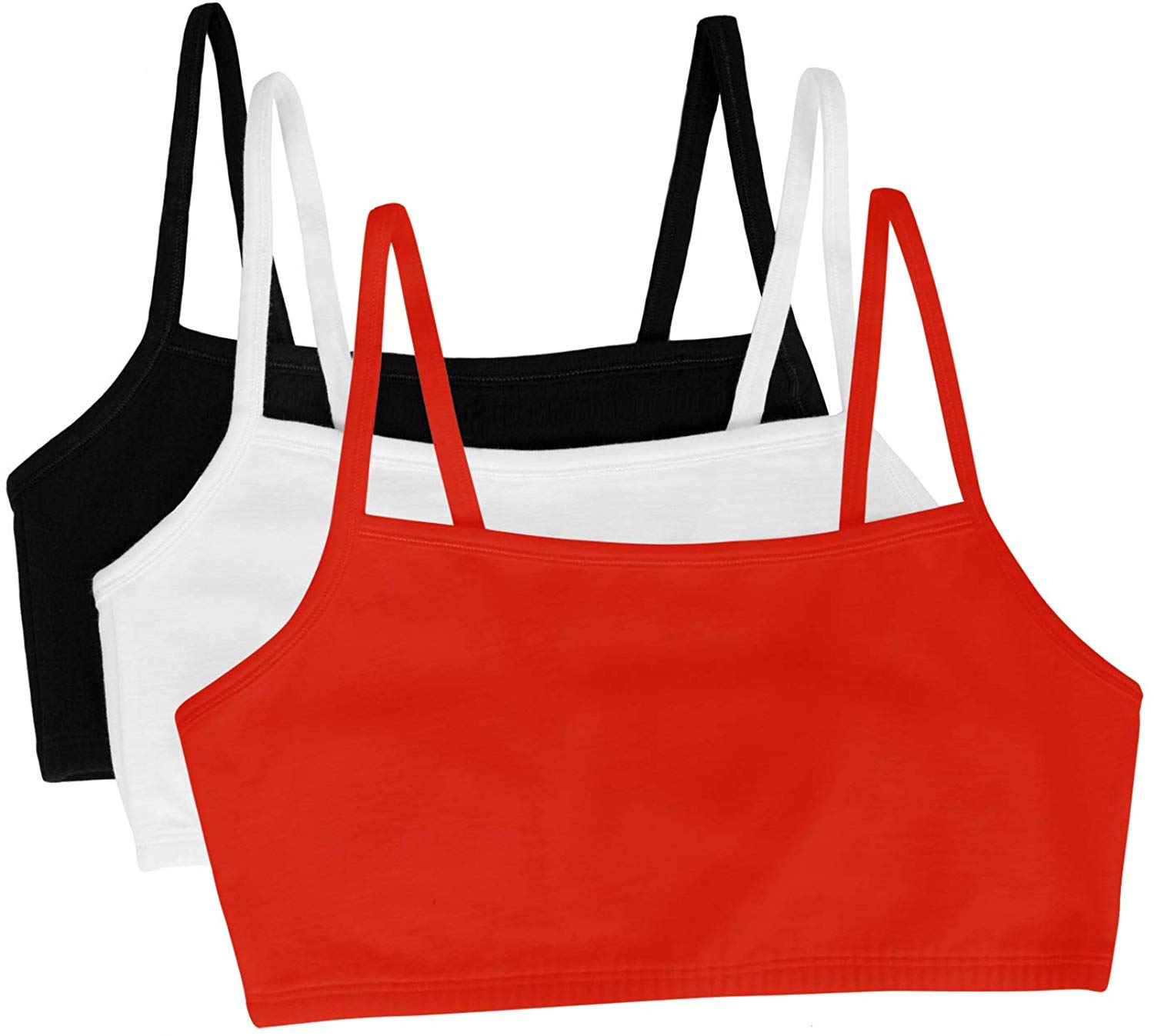 Price:$12.94 Fruit of the Loom womens Cotton Pullover Sport Bra, black/white/red hot 38 at Amazon Women’s Clothing store
