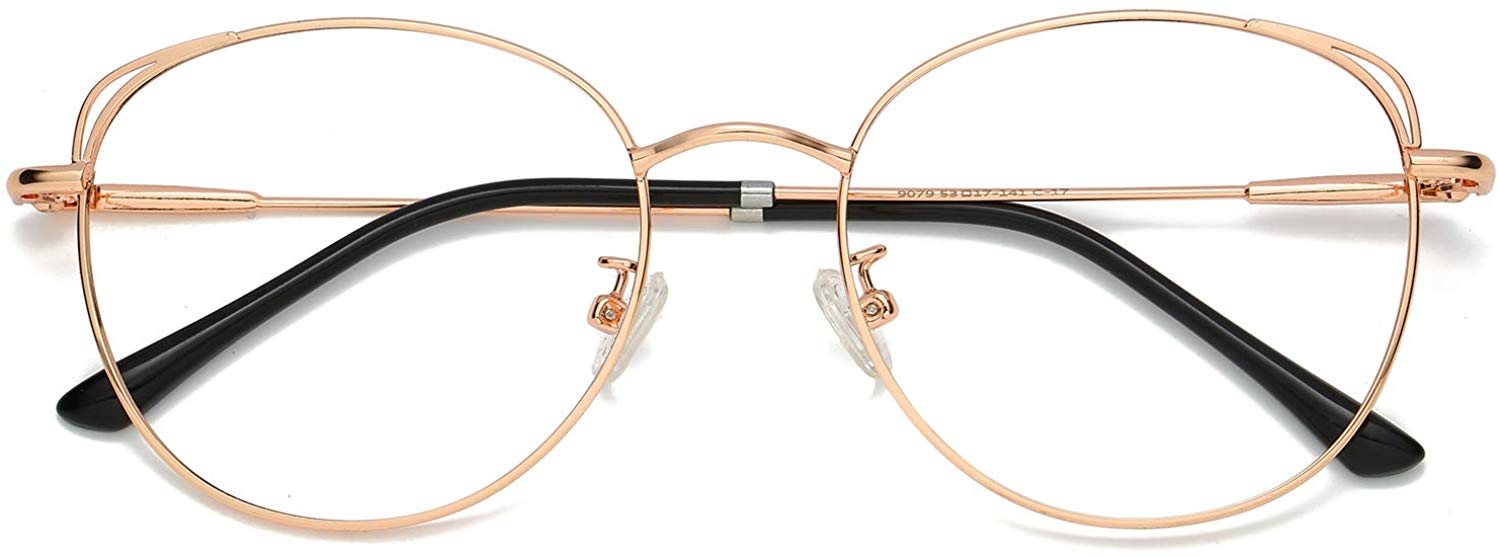 Price:$19.99    SOJOS Cat Eye Blue Light Blocking Glasses Hipster Metal Frame Women Eyeglasses She Young SJ5027 with Rose Gold Frame/Anti-blue light Lens  Clothing