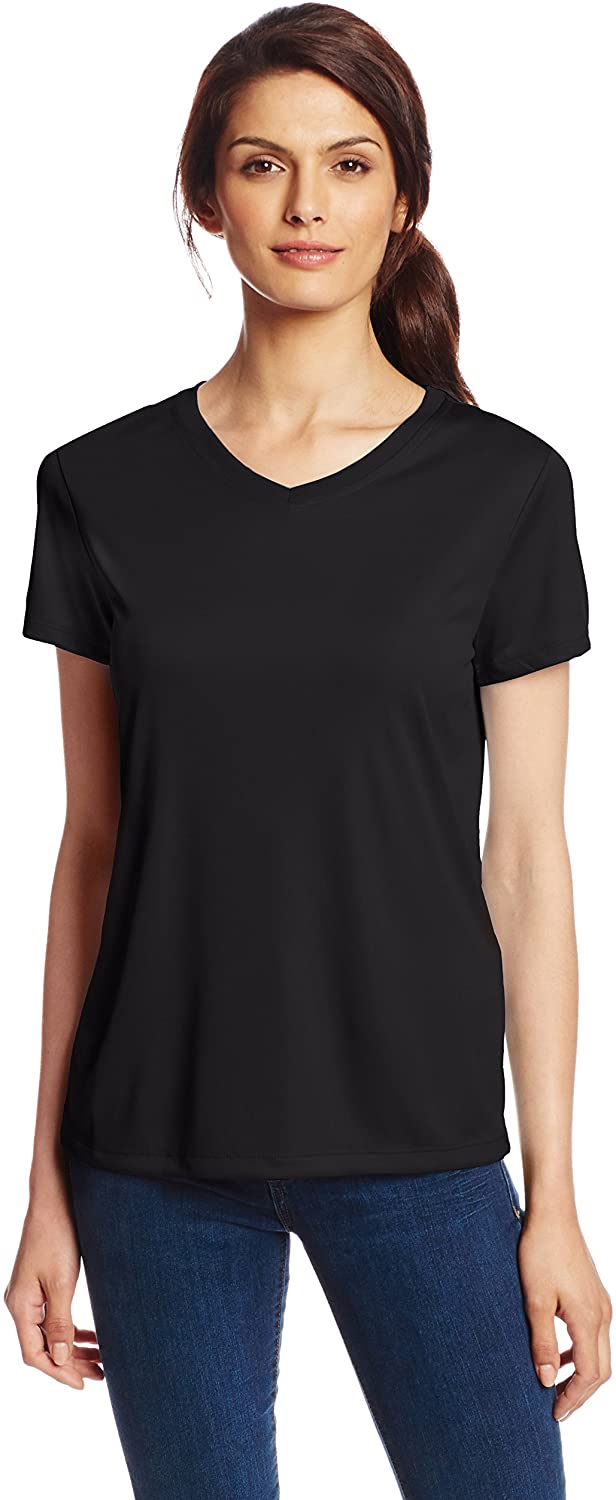 Price:$7.00 Hanes Sport Women's Cool DRI Performance V-Neck Tee, Black, Small at Amazon Women’s Clothing store