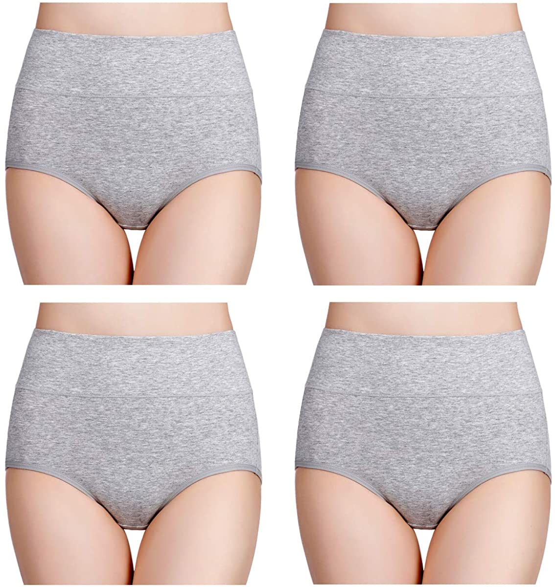Price:$17.99 wirarpa Women's Cotton Underwear High Waisted Full Coverage Brief Panties 4 Pack Ladies Comfort No Muffin Top Underpants Heather Gray, Size 5 at Amazon Women’s Clothing store