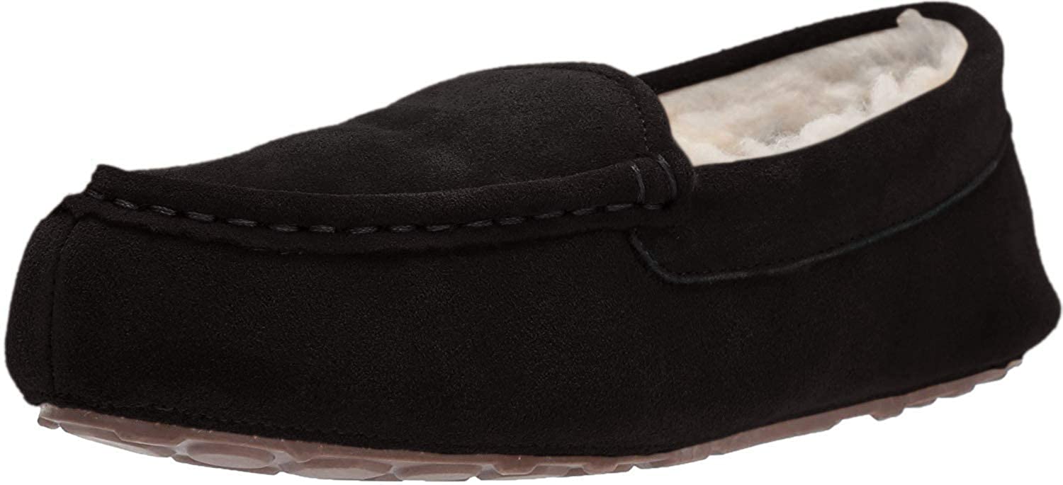 Price:$21.93    Amazon Essentials Women's Leather Moccasin Slipper, Black, 5 M US  Shoes