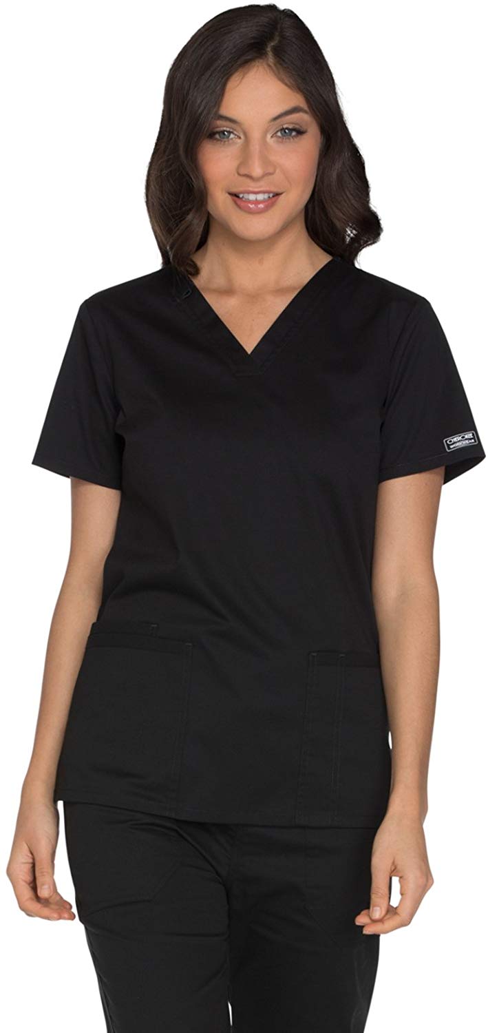 Price:$17.98    Cherokee WW Core Stretch WW630 Women's V-Neck Top, Black, 2X-Small  Clothing